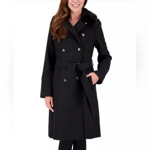 VINCE CAMUTO | Black Double Breasted Wool Blend Heavy Winter Jacket Military S